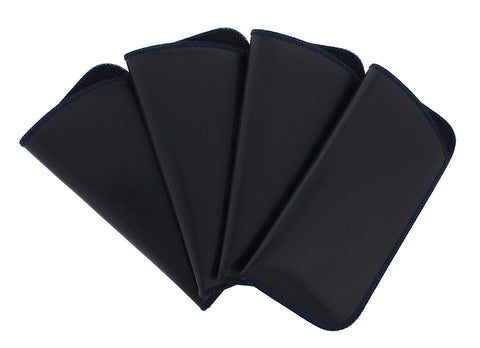 4 Pack Faux Leather Eyeglass Slip Cases In Navy Gray Black Burgundy Hunter Green