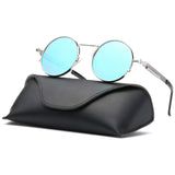 Gothic Round Metal Frame with Mirrored Lenses for Men Sunglasses RP6634