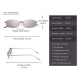 Small Clear Lens Tinted Sunglasses Slender Rectangular Metal Glasses Women Men