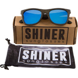 Shiner Bamboo Wood Sunglasses - UV400 Polarized Lenses, Wayfarer Style