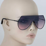 Elite Mens Oversize Flat Top Aviator Retro Shield Oceanic Lens Rimless Sunglasses