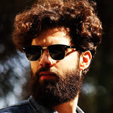 Semi Rimless Polarized Sunglasses, UV 400 Protection sunglasses for Men Half Metal Women BLACK.
