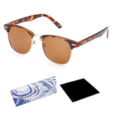 Classic Half Frame Polarized Semi-Rimless Clubmaster Sunglasses (NEERD)