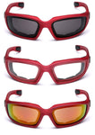 3-Pack Deal - Men's Sport Biker Motorcycle Goggles with Impact Resistant UV400 Lenses