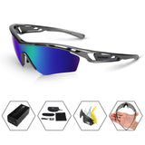 Coso Sport Sunglasses, 4 Interchangeable Colors with 2 Polarized Lenses, Ultimate Safety Impact Resistant, UV Eye Protection, Unbreakable TR90 Frame