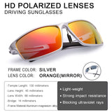 Mens Mirrored Sunglasses-Sports Large Metal Frame with Polarized Lens for Driving,Fishing,Golf