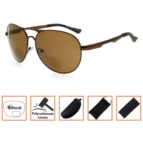 Aviator Bifocal Sunglasses for Men and Women Outdoor Sun Readers UV400 Protection Pilot Style