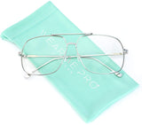 - 70's Style Clear Glasses Gold Frame Aviator Style