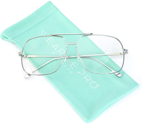 - 70's Style Clear Glasses Gold Frame Aviator Style