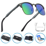Classic Polarized Semi Rimless Unisex Horn Rimmed Sunglasses Mens Womens