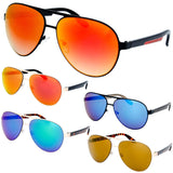 Steel Leather Frame Real Revo Mirror Lens Active Aviator Sunglasses Gift Box