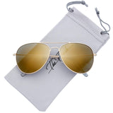 Classic Large Metal Frame Mirror Lens Aviator Sunglasses with Gift Box