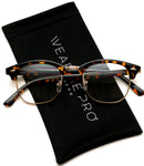 Vintage Inspired Classic Half Frame Clubmaster Horn Rimmed Clear Lens Glasses