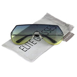 Elite Mens Oversize Flat Top Aviator Retro Shield Oceanic Lens Rimless Sunglasses