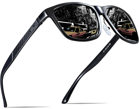 Men's Retro Driving Polarized Wayfarer Sunglasses Al-Mg Metal Frame Ultra Light