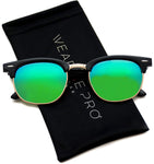 - Half Frame Retro Semi-Rimless Style Sunglasses Retro Mirror Lens Sunglasses