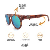 Tarifa Round Sunglasses with Polarized Mirrored Lenses