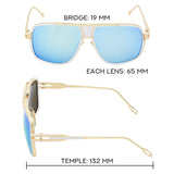 Square Sunglasses for men Gold Frame Gold Nose Pads, Light Weight, With Pouch