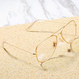 Classic Non prescription Aviator Glasses Clear Lens Metal Frame Eyewear for Men Women