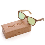 Cork Sticker Bamboo Polarized Sunglasses Wayfarer Eyewear With Bamboo Case
