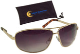 Bifocal Sunglasses - Sun Readers with Spring Hinges  - Aviator Wrap - Metal Frame - Low Profile Bifocal - Outdoor Reading Glasses - Great for Fishing, Boating, Golf, Reading Outdoors
