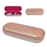 Bling PU Leather Color Block Hard Eyeglass Glass Case