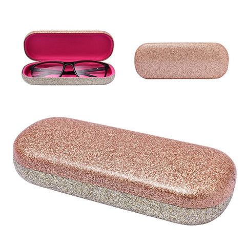 Bling PU Leather Color Block Hard Eyeglass Glass Case