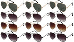 12-Pack Men Women Metal Round Aviators Sunglasses Tinted Lens