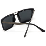 - Double Nose Bridge Square Black Lens Black Frame Sunglasses