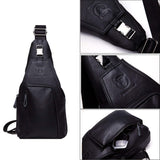 Genuine Leather Travel Sling Backpack Durable Men Cross Body Chest Bag XB-086