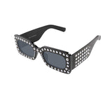Fashionable rectangle sunglasses for women with pearls