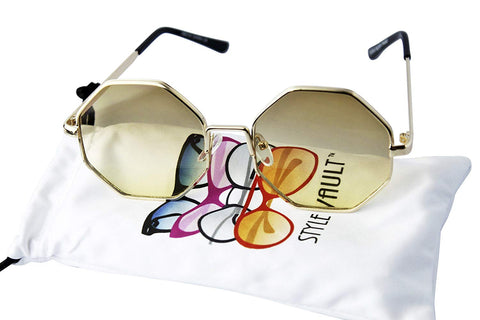 V3141-vp Octagon geometric color lens metal Sunglasses