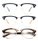 Newbee Fashion - Clubmaster Oval Stylish Retro Vintage Semi-Rimless Floral Classic Half Frame Clear Glasses Frames