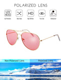Classic Large Metal Frame Polarized Lens Aviator Sunglasses with Gift Box