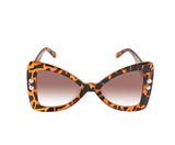 Oversized Bow tie shape butterfly sunglasses for women With Pearl Temples