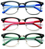 Newbee Fashion - Clubmaster Oval Stylish Retro Vintage Semi-Rimless Floral Classic Half Frame Clear Glasses Frames