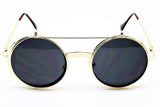 V135-vp  Round Flip up Django Steampunk Metal Sunglasses