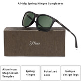 Men's Polarized Driving Sunglasses Retro Square Al-Mg Temple Glasses