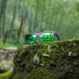 Handcrafted Polarized Bamboo Sunglasses Wayfarer Style Brown Frame