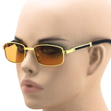 Elite Vintage Slender Rectangular Sunglasses Retro Small Metal Frame Candy Color