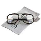 Elite Flat Top Aviator Retro Celebrity Style Classic Square Frame Sunglasses