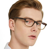 Fashion Couple Eyewear Frame Square Imitation Wood Grain Non-prescription Optical Eyeglasses