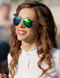 Classic Large Metal Frame Mirror Lens Aviator Sunglasses with Gift Box