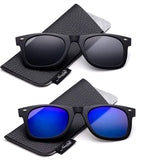 Newbee Fashion - Polarized Clip-On Flip Up Metal Clip Sunglasses Multi Purpose Flash Polarized Lenses (Glasses not included)