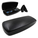 Hard eyeglass case w/cleaning cloth | medium size for men, women
