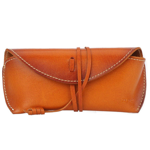 Unisex Handmade Vegetable Tanned Leather Hard Eyeglass Case Sunglasses Holder