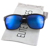 KUSH mirrored Classic Wayfarer Style Mirror Lens Black Frame horned Sunglasses