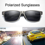 Polarized Sunglasses Men Wayfarer Driving Square Carbon Fiber Al-Mg Metal Frame with Case