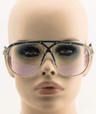 Elite XL Vintage Retro Oversized FULL Metal Aviator Clear Lens Mens Womens Sunglasses