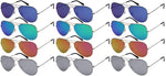 12-Pack Men Women Metal Round Aviators Sunglasses Tinted Lens
